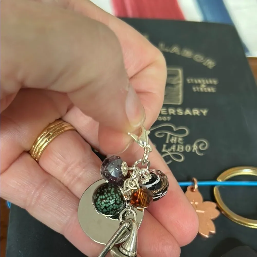 Two Weeks On Mars Witchy Charm Keychain with Broom and Crystals new